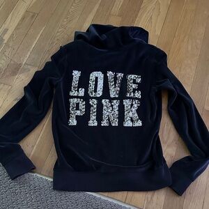 PINK Victoria's Secret Black Hoodie with Sequin Design